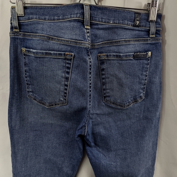 7 For All Mankind High Rise Raw Hem Boot Cut Jeans Sz 28 - Picture 6 of 13